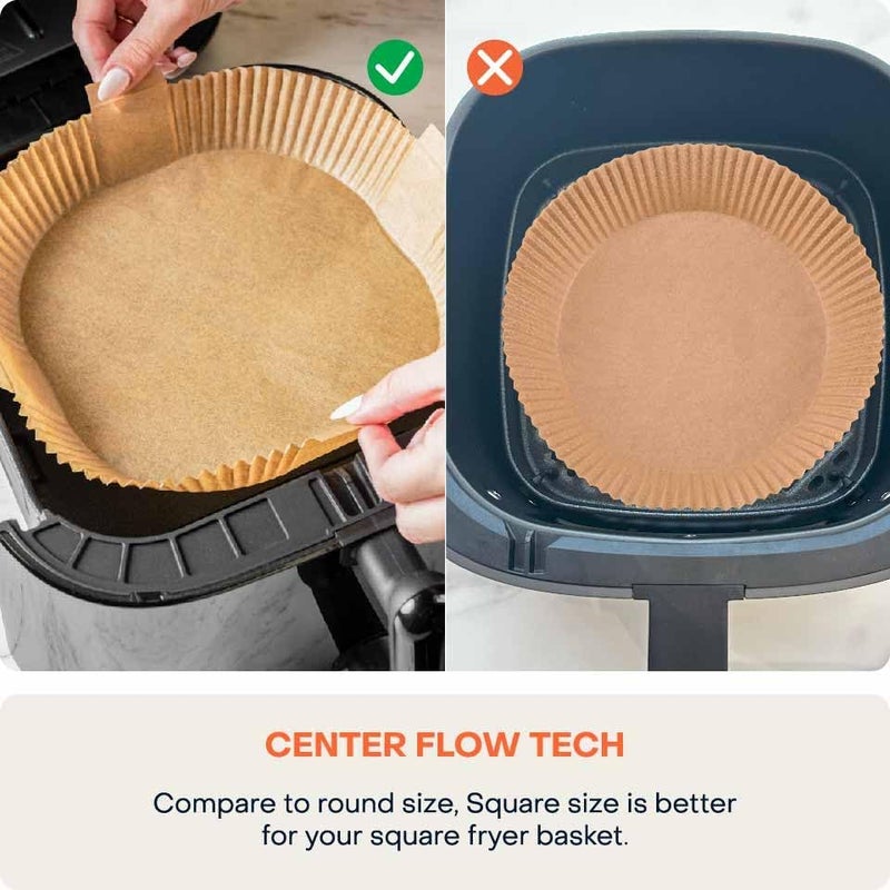 Nutricook 150 Pieces Disposable Air Fryer Liner, Water/oil proof for Baking, Roasting, and Air Frying Fits any brand from 5.5L to 5.7L Air fryers,20cm Square, NC-AFL150 - Image 4