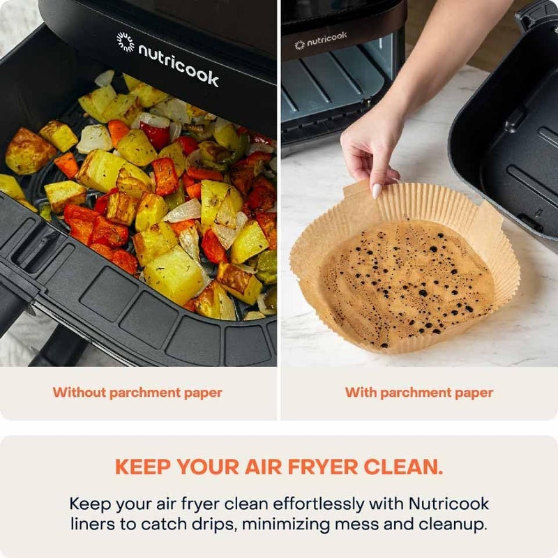 Nutricook 150 Pieces Disposable Air Fryer Liner, Water/oil proof for Baking, Roasting, and Air Frying Fits any brand from 5.5L to 5.7L Air fryers,20cm Square, NC-AFL150 - Image 5