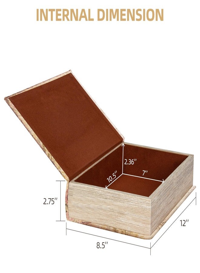 DROFELY Decorative Vintage Style Fake Book Flowers Pattern Faux Leather Embossed Victorian Book Storage Box 3-04 - Image 3
