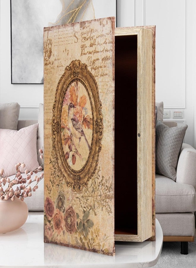 DROFELY Decorative Vintage Style Fake Book Flowers Pattern Faux Leather Embossed Victorian Book Storage Box 3-04 - Image 2