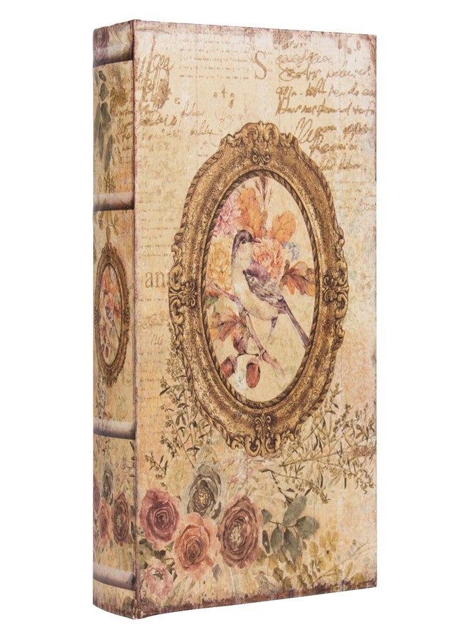 DROFELY Decorative Vintage Style Fake Book Flowers Pattern Faux Leather Embossed Victorian Book Storage Box 3-04 - Image 1