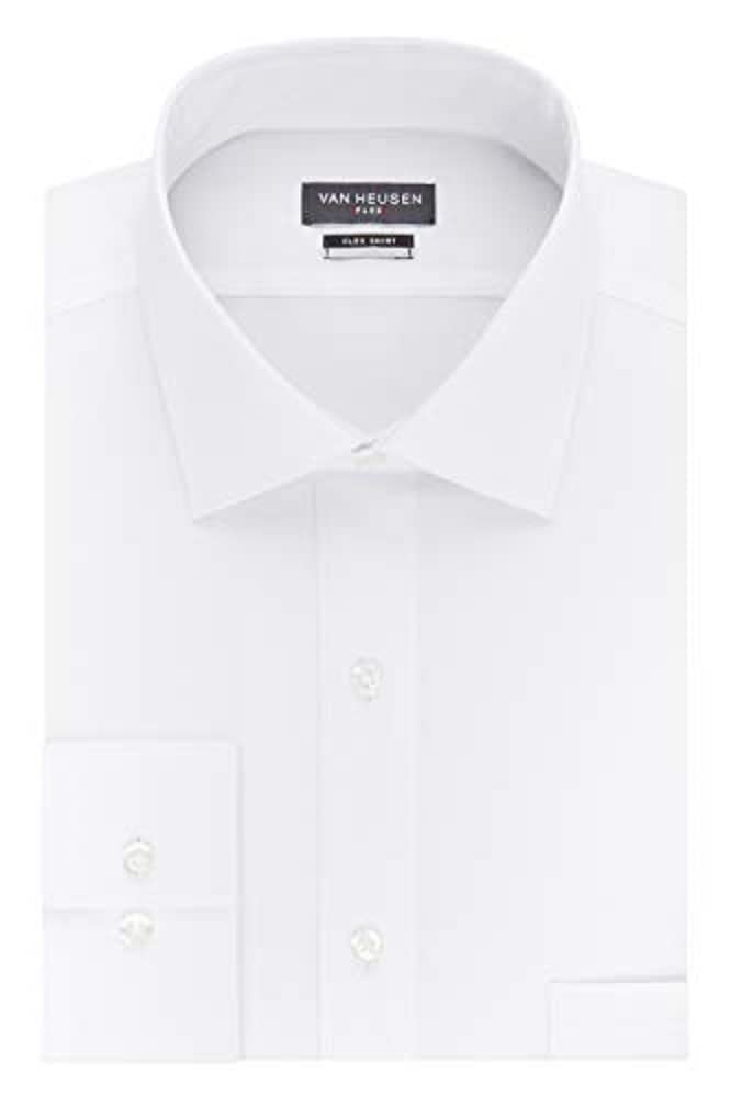 Van Heusen Men's FIT Dress Shirt Flex Collar Stretch Solid (Big and Tall), White, 16.5" Neck 35"-36" Sleeve - Image 2