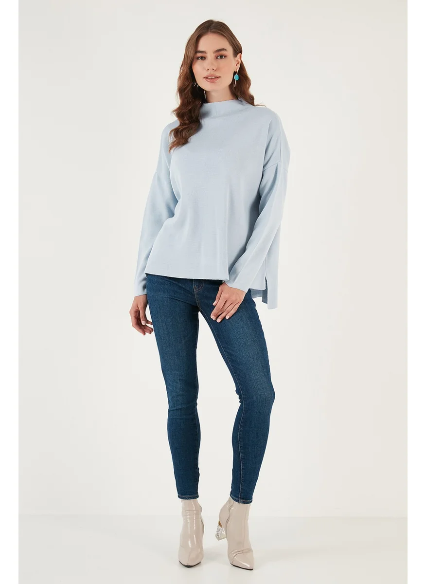 ليلا Long Back High Collar Fine Knitwear Sweater Women's Sweater 4615002