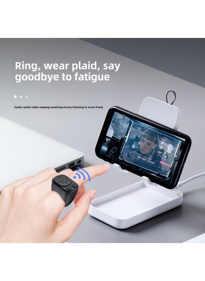 Lazy Brush Video Artifact Mobile Phone Bluetooth Remote Controller Remote Photograph Novel Page Flipper Multifunctional Ring Remote Control-Color:Black  - Image 1