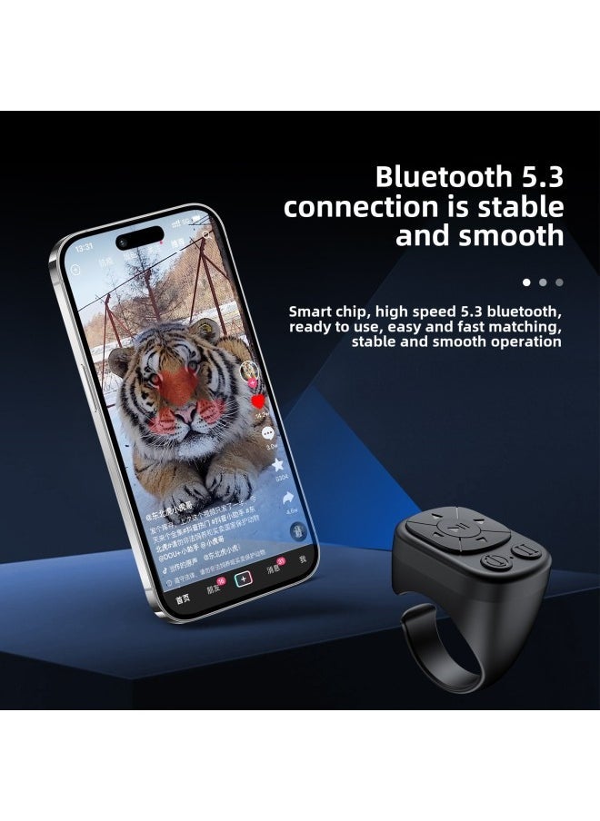 Lazy Brush Video Artifact Mobile Phone Bluetooth Remote Controller Remote Photograph Novel Page Flipper Multifunctional Ring Remote Control-Color:Black  - Image 2