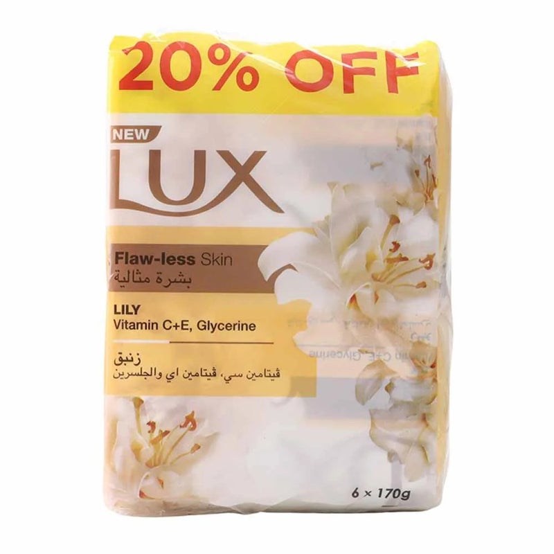 Lux Glowing Skin Soap, Soap Set with Lily Fragrance- 6X170gms - Image 1