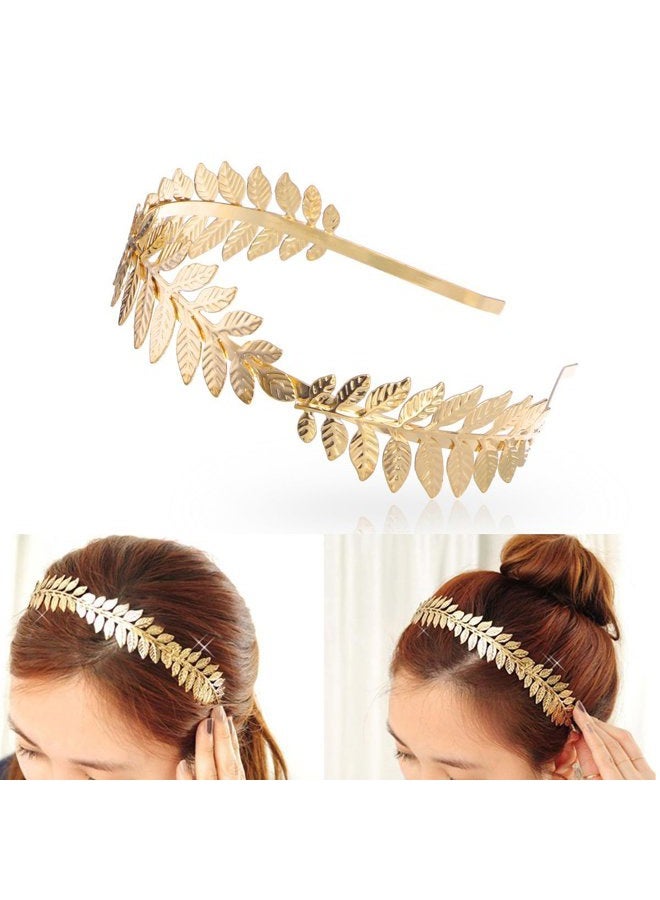 SALOCY Headbands Leaf Branch Bridal Hair Crown Head (Gold) - Image 3