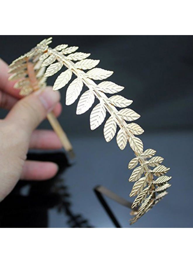 SALOCY Headbands Leaf Branch Bridal Hair Crown Head (Gold) - Image 2