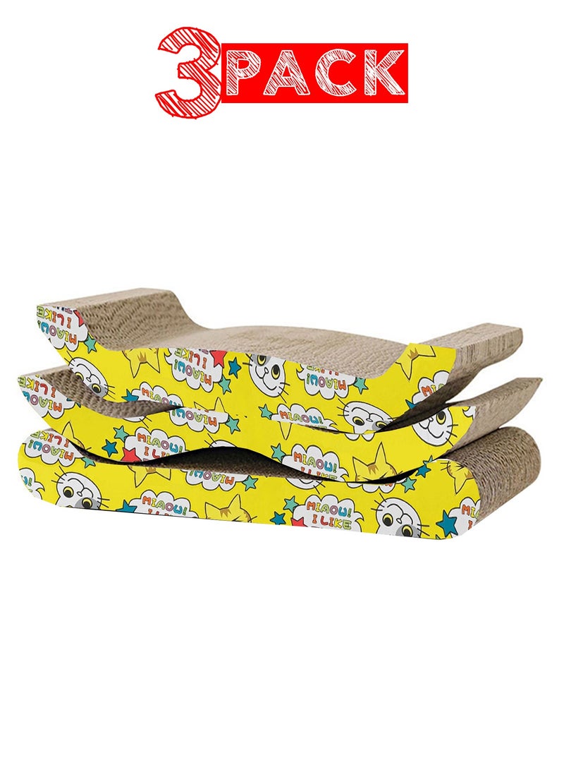 CATANES 3 Packs Of Cat Scratchers Cardboard Cat Scratch Pad with Premium Scratch Textures Design Durable Cat Scratching Pad - Image 1