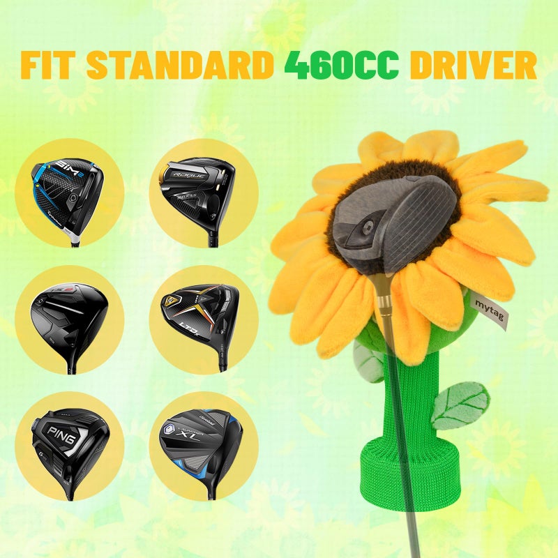 mytag Sunflower Funny Driver Head Cover, Premium Plush Golf Club Cover Tour Quality Driver Headcover Long Sock Protect - Image 3