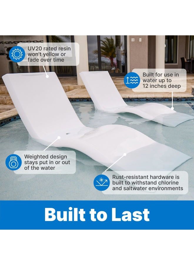 Step2 Vero Pool Lounger, Fade-Resistant, Waterproof Patio Furniture, Pool Lounge Chair for Sun Shelf, Use in Pools with Shelves Up to 9-Inches Deep or Outside Pool Deck, Weighted, White - Image 4