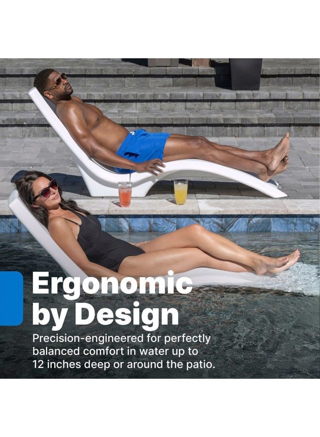Step2 Vero Pool Lounger, Fade-Resistant, Waterproof Patio Furniture, Pool Lounge Chair for Sun Shelf, Use in Pools with Shelves Up to 9-Inches Deep or Outside Pool Deck, Weighted, White - Image 2