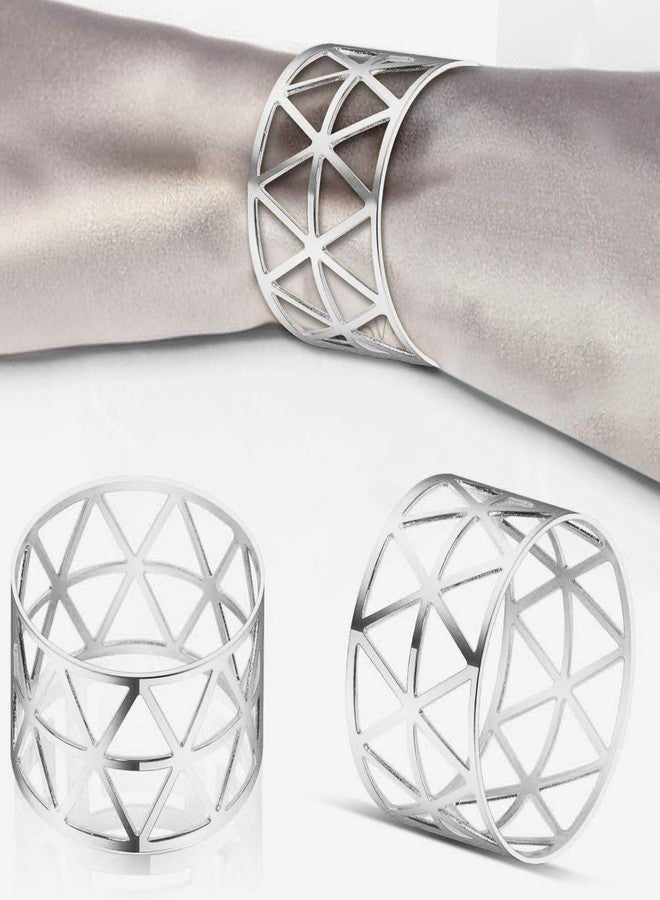 Suny Smiling 12 PCS Silver Napkin Rings,Napkin Rings Silver Hollow Design for Wedding, Christmas, Thanksgiving,Family Gather Table Decor - Image 4