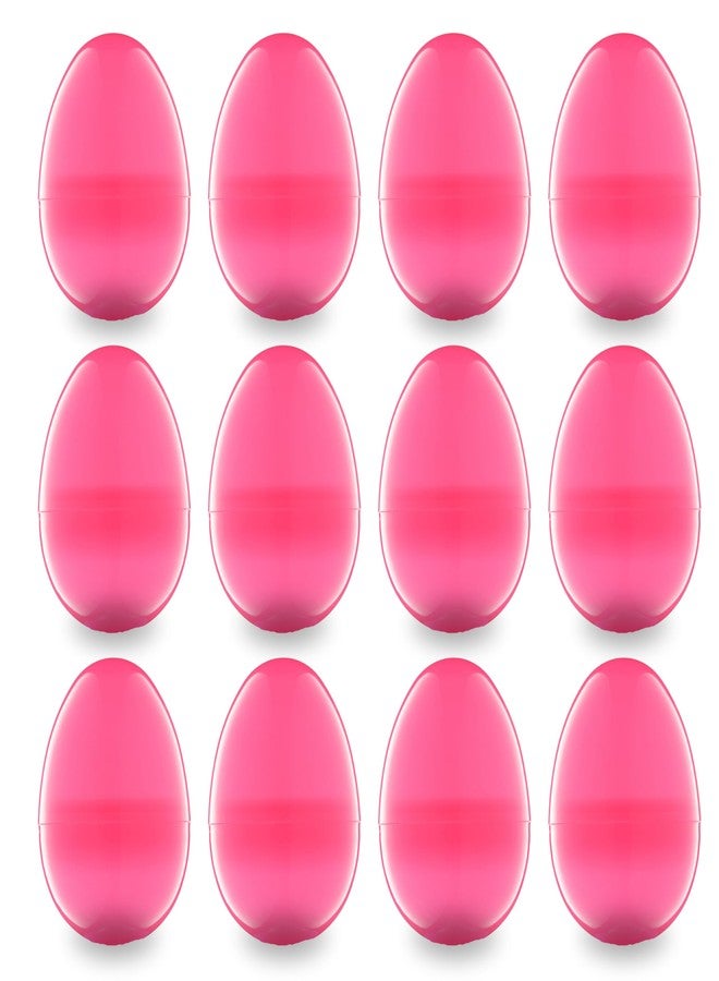 Entervending Easter Eggs 3” - Pink Color Bright Fillable Easter Eggs - 12 pcs - Easter Basket Stuffers - Empty Large Enough to Hold Toy and Candy - Plastic Easter Eggs Filler Bulk - Egg Hunt Kids Surprise - Image 1