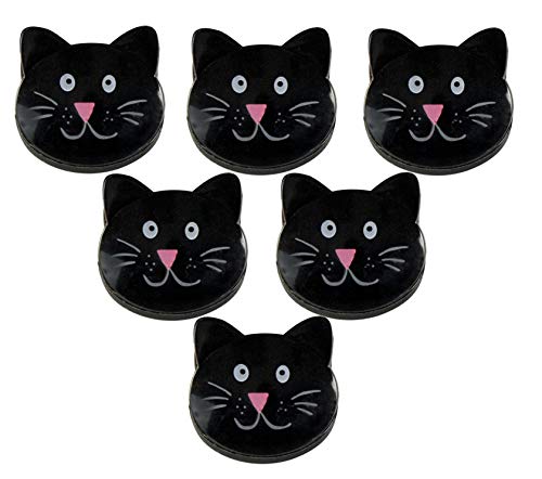 HOMEX CatShaped Bag Clips for Chips Kitchen and Laundry Black CatFace Food Bag Clips 175L x 15 W Set of 6