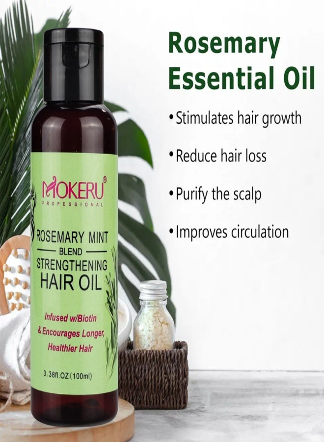 موكيرو 100 مل من زيت الروزماري والنعناع لتقوية الشعر وفروة الرأس والشامبو العطري، يقوي الشعر ويرطب الشعر 3.38fl.oz - Image 2