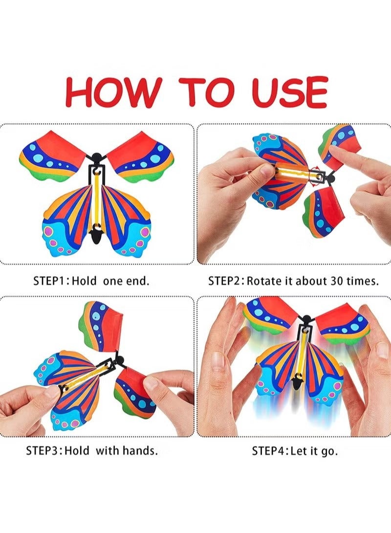15 Pieces Magic Fairy Flying Butterfly Rubber Band Powered Wind up Butterfly Toy for Surprise Gift or Party Playing, Bookmark andgreeting Card, Clockwork Butterfly Toy(Classic Style) - Image 3