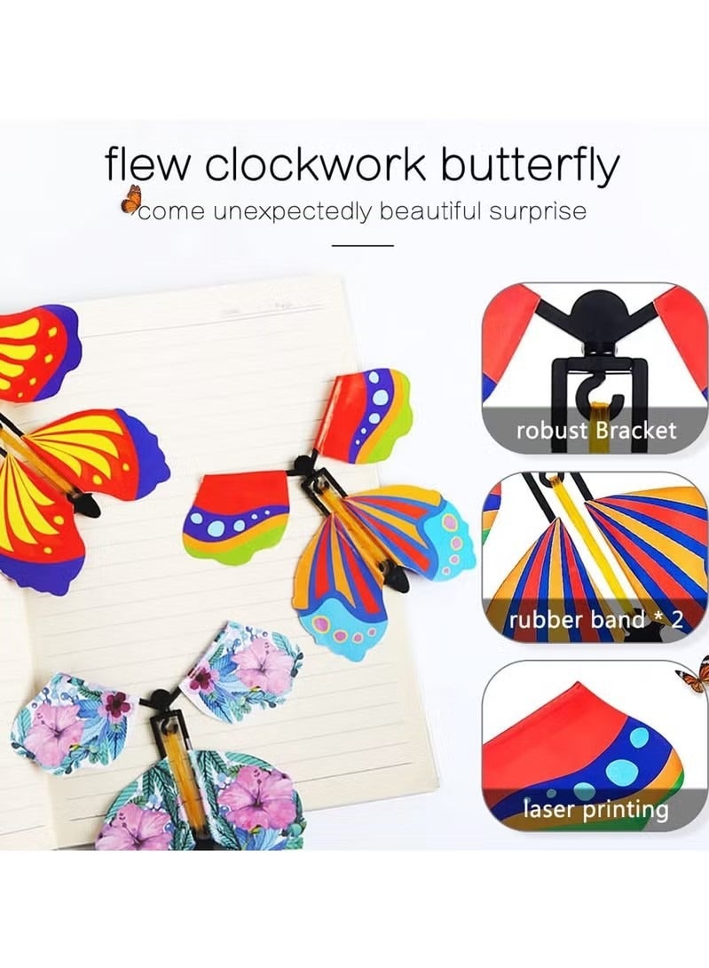 15 Pieces Magic Fairy Flying Butterfly Rubber Band Powered Wind up Butterfly Toy for Surprise Gift or Party Playing, Bookmark andgreeting Card, Clockwork Butterfly Toy(Classic Style) - Image 4