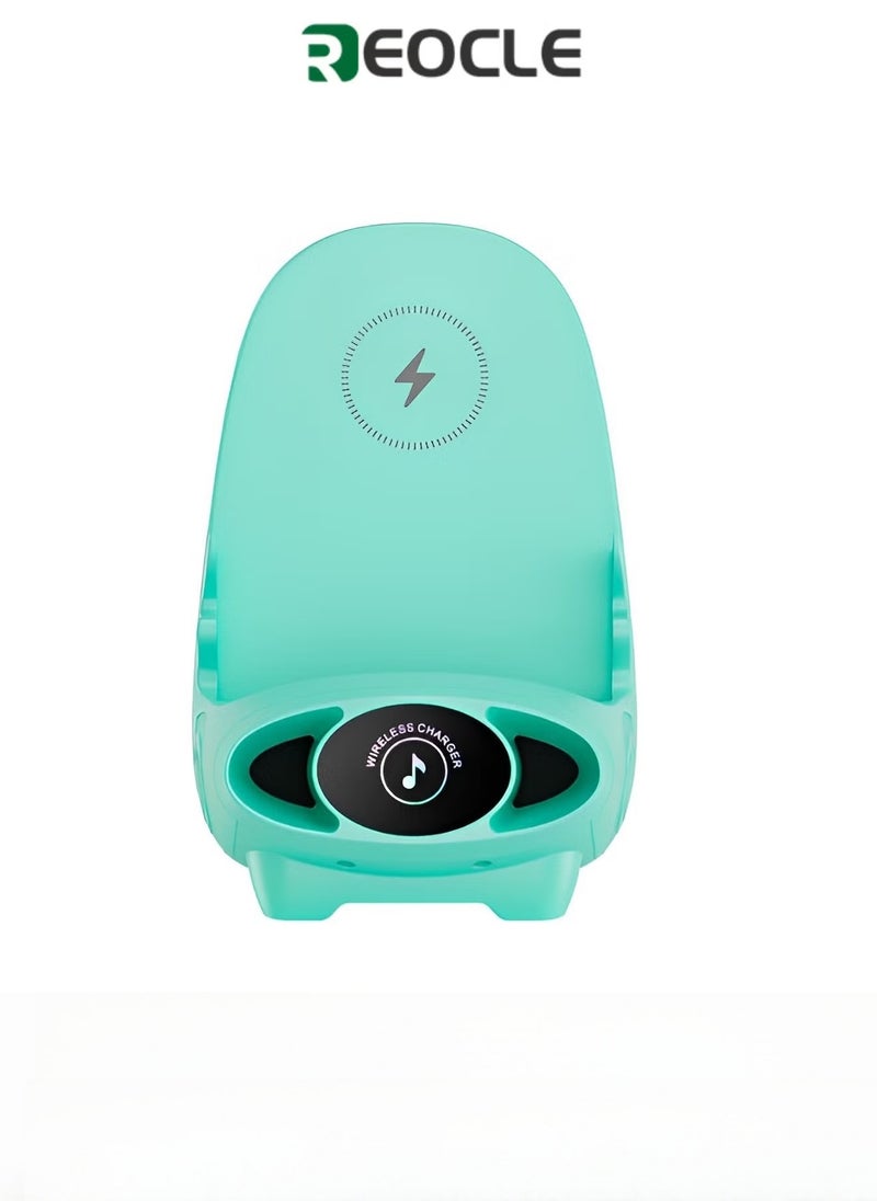 REOCLE Wireless Charger Mini Chair Wireless Fast Charger Multifunctional Phone Holder Cell Phone Stand with Speaker Function Phones Holder Stand Desktop Decoration - Image 1