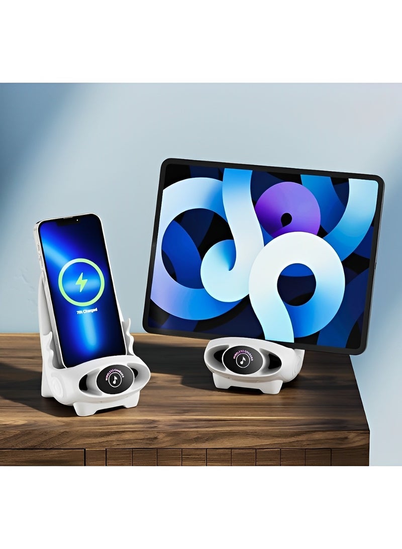 REOCLE Wireless Charger Mini Chair Wireless Fast Charger Multifunctional Phone Holder Cell Phone Stand with Speaker Function Phones Holder Stand Desktop Decoration - Image 3