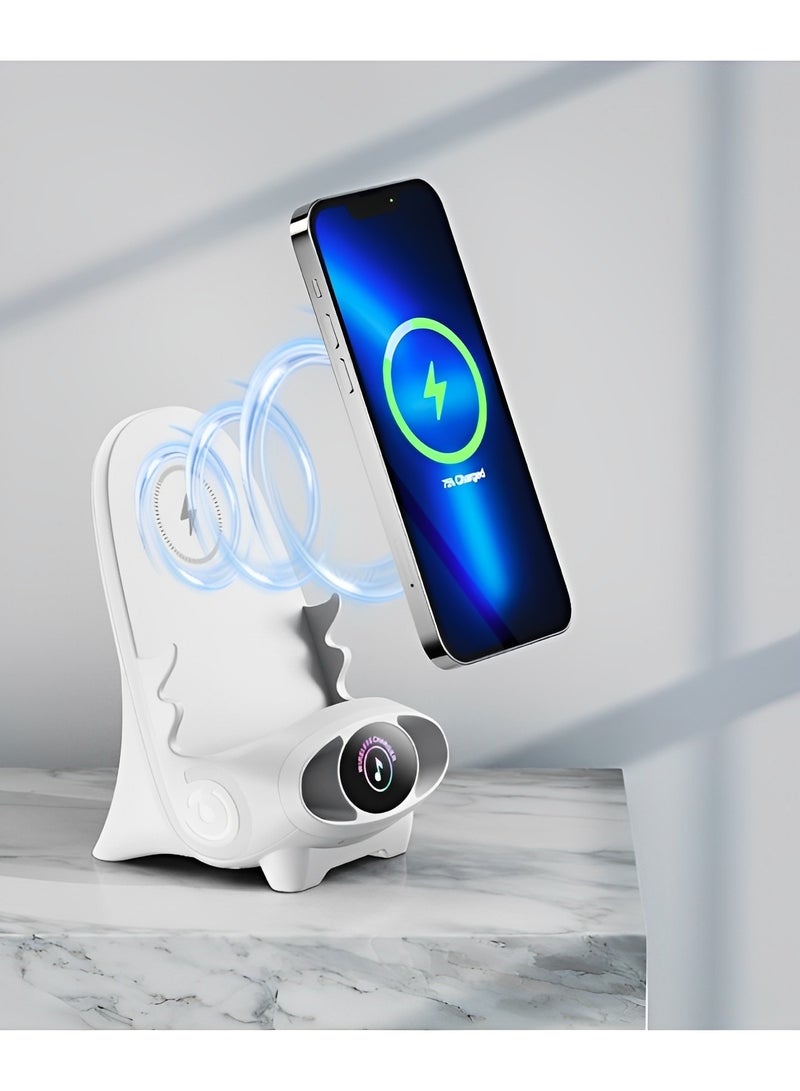 REOCLE Wireless Charger Mini Chair Wireless Fast Charger Multifunctional Phone Holder Cell Phone Stand with Speaker Function Phones Holder Stand Desktop Decoration - Image 4