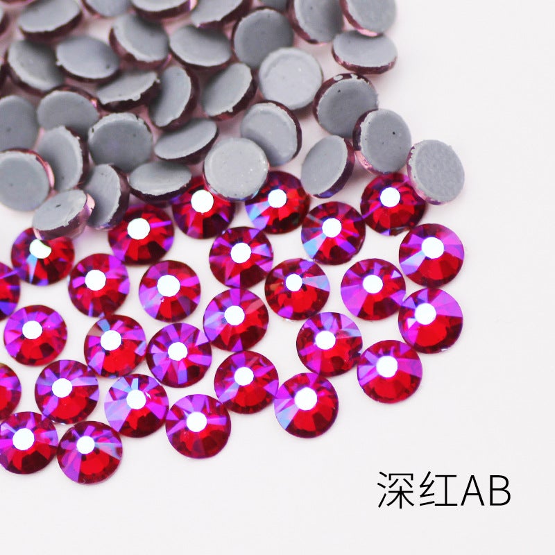 Boutique imitation Olympic bottom AB color hot drilling rubber bottom glass Czech hot drilling rhinestone clothing accessories dance dress accessories 60 dark red AB