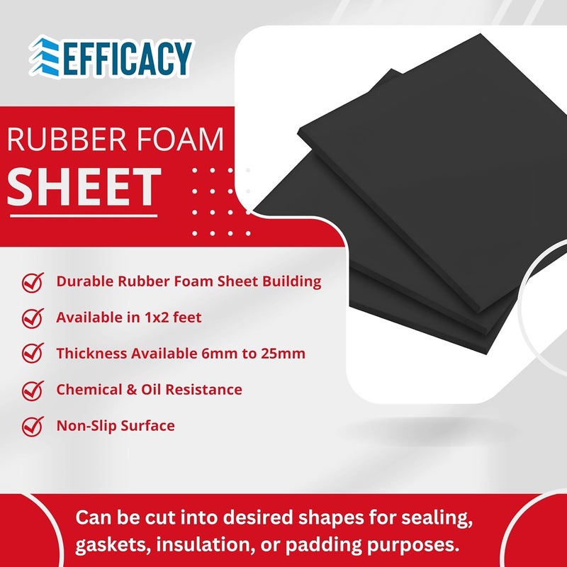EFFICACY Shalitex Rubber Foam Expansion Joint Filler Board, Rubber Foam Sheet Size 61 x 30 cm (24 x 12 Inches) 18mm Thick for Plumbing, Gaskets DIY Material, Supports, Abrasion, Flooring - 5Pc - Image 3
