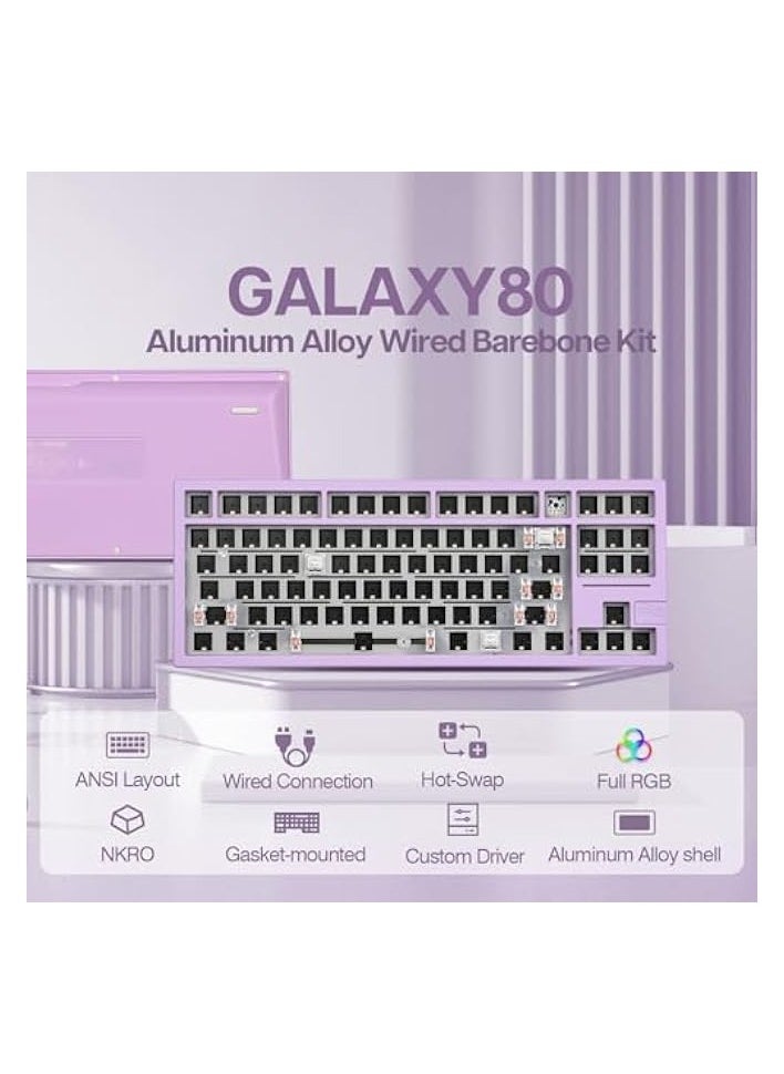erorex x Feker Galaxy80 Gaming Keyboard Kit, Aluminum Alloy Wired Mechanical Keyboard, Gasket-mounted Custom Barebones Kit, Hot Swappable, NKRO RGB Keyboard Kit for Win/Mac/Linux (Purple, Kit)  - Image 2