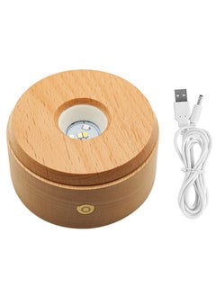 SYOSI, Wood LED Display Base, Rotating Round Wooden Lighted Display Base Stand with 8 Lighting Modes