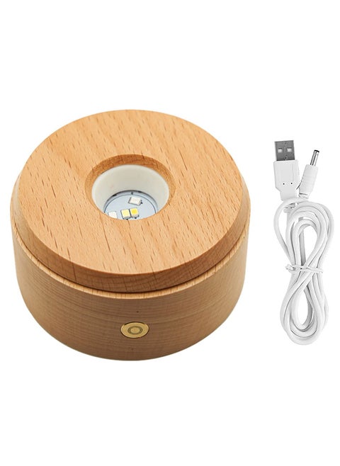 SYOSI, Wood LED Display Base, Rotating Round Wooden Lighted Display Base Stand with 8 Lighting Modes