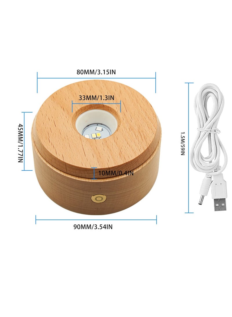 SYOSI - SYOSI, Wood LED Display Base, Rotating Round Wooden Lighted Display Base Stand with 8 Lighting Modes - Image 1