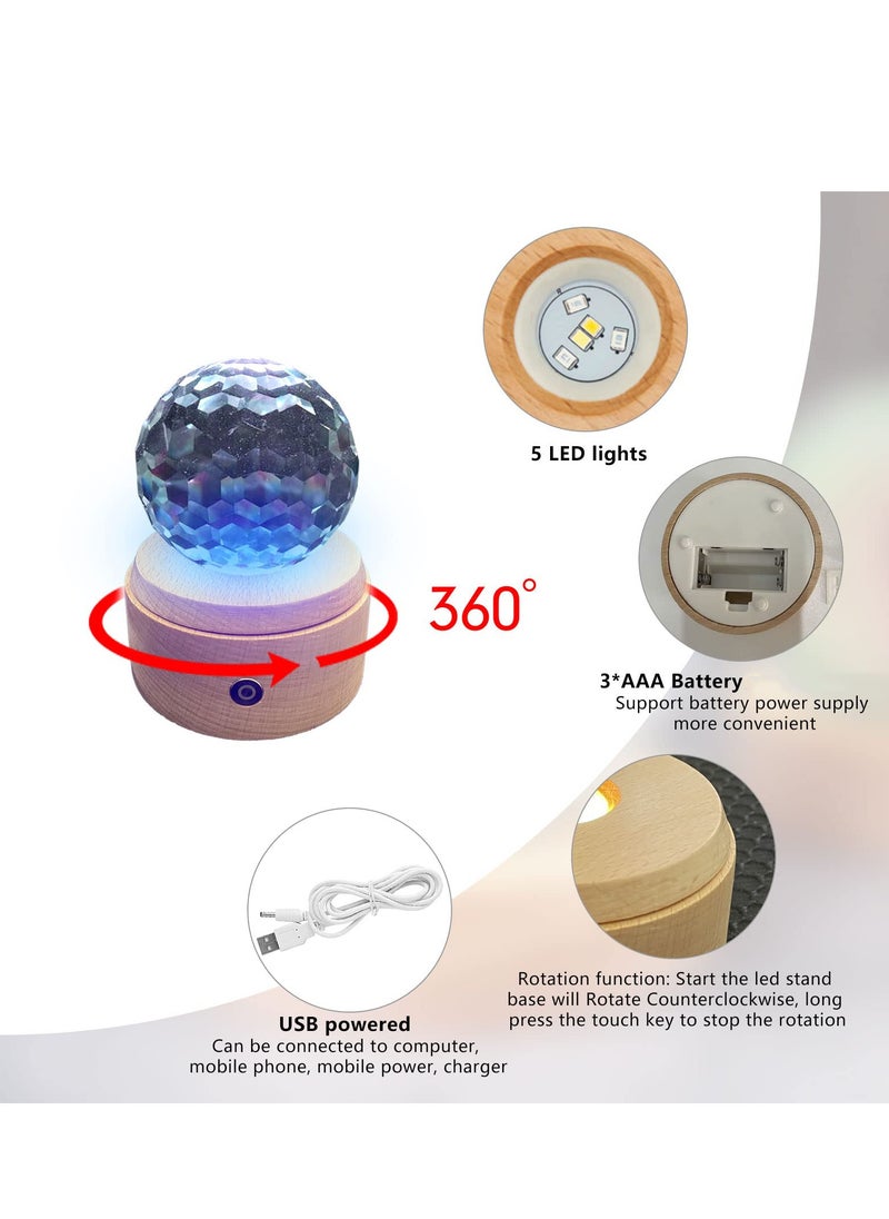 SYOSI - SYOSI, Wood LED Display Base, Rotating Round Wooden Lighted Display Base Stand with 8 Lighting Modes - Image 1