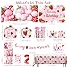 Cocomigo 270 PCS Two Sweet Strawberry Birthday Decorations AllinOne 2nd Birthday Decorations for Girl with Balloon Garland Plates Cups Napkins 2 Tablecloths Banner Backdrop Serves 25 - Image 4