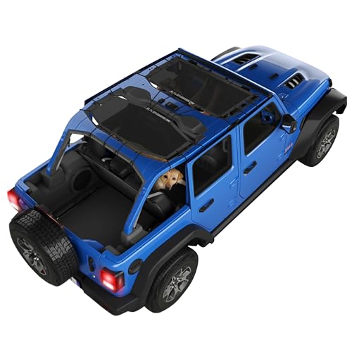 Alien Sunshade Jeep Wrangler JLU (2018-2023) – Front & Rear Mesh Sun Shade for Jeep JL Unlimited - Blocks UV, Wind, Noise - Bikini JLkini Top Cover for Sport, Sport S, Sahara, Rubicon (Black) - Image 1
