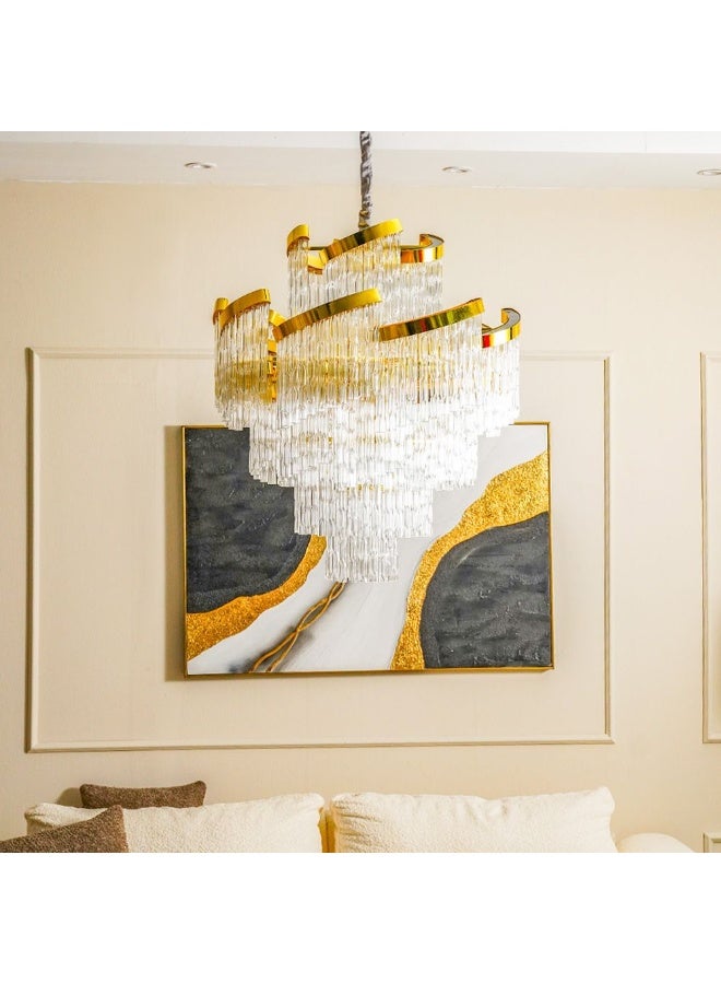 DANUBE HOME Danube Home Hani Crystal Chandelier For Living Room| 16- Lights Indoor Lighting Fixture With E14 Socket| Metal Frame With White Finish| Hanging Bulb/Changeable Lights|L75xW75xH80cm (1 Year Warranty)  - Image 4