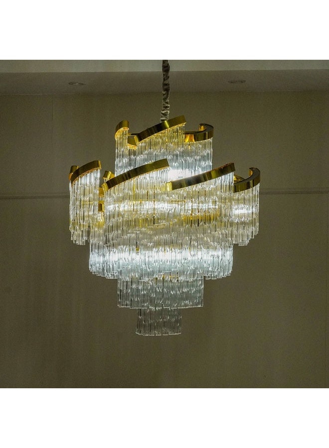 DANUBE HOME Danube Home Hani Crystal Chandelier For Living Room| 16- Lights Indoor Lighting Fixture With E14 Socket| Metal Frame With White Finish| Hanging Bulb/Changeable Lights|L75xW75xH80cm (1 Year Warranty)  - Image 3