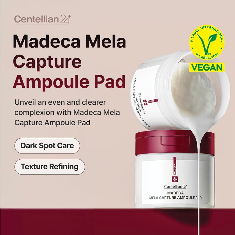 CENTELLIAN 24 وسادة أمبول مركزية 24 ميدكا ميلا كابتشر (مساءً، 5.58 أونصة سائلة / 60 قطعة) - وسادات أمبول مركزة للغاية لتصحيح اللون، نباتية، للعناية بالبشرة الكورية. نياسيناميد، تيكا، حمض ميدكاسيك. - Image 2