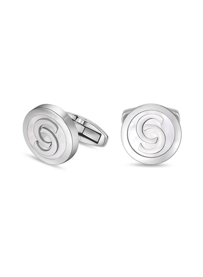 CERRUTI 1881 Orlando Silver Mother of Pearl Stainless Steel Cufflinks for Men