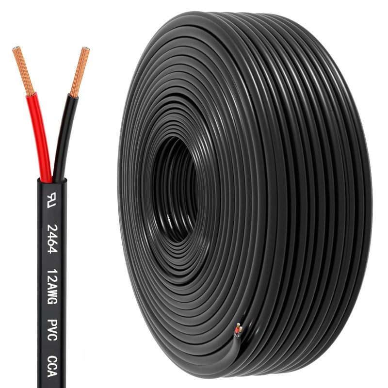 HONENCN 12 Gauge Wire 2 Conductor Electrical Wire, 12 AWG 3.3mmÂ² Wire PVC Cord, 12V/24V DC Low Voltage/Copper-clad Aluminum(CCA)/Flexible/2 Wire for Automotive Wire LED Strips Lamp Lighting Marine(9.2M/30FT) - Image 1