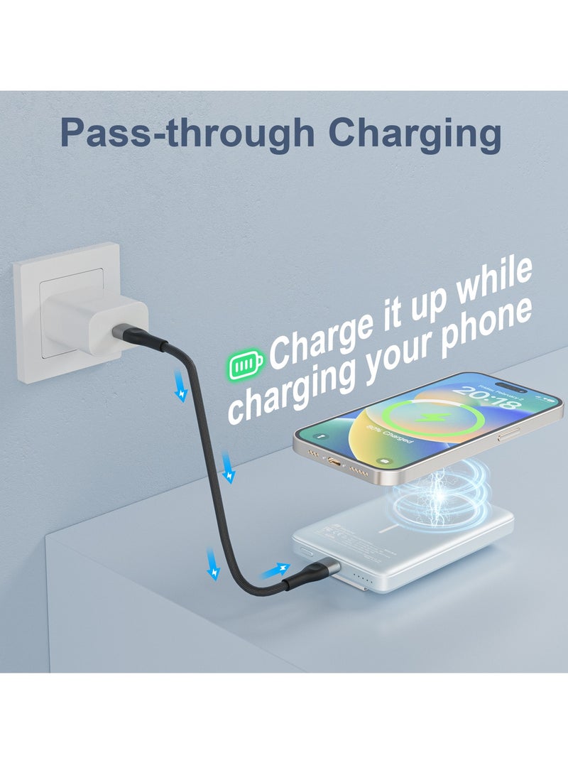 Mezone 10000mAh Magnetic Powerbank, Wireless Portable Charger Fast Charging, PD 22.5W Wired Charging, iPhone Magnetic Charger Battery Pack for iPhone 15/14/13/12 Series, Metallic Light Blue - Image 4