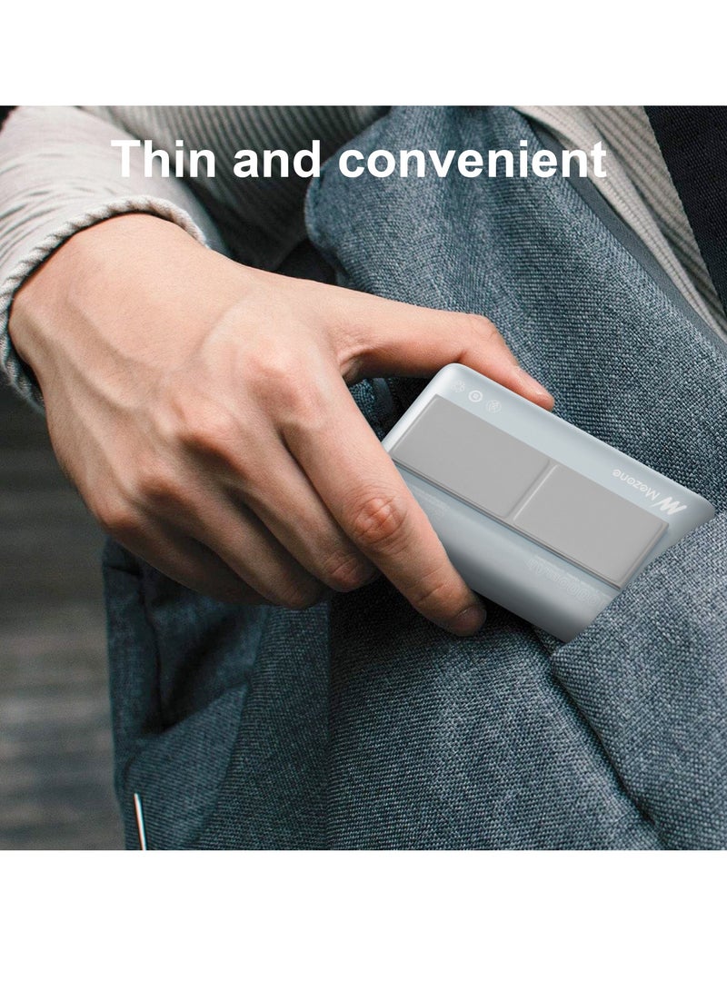 Mezone 10000mAh Magnetic Powerbank, Wireless Portable Charger Fast Charging, PD 22.5W Wired Charging, iPhone Magnetic Charger Battery Pack for iPhone 15/14/13/12 Series, Metallic Light Blue - Image 2