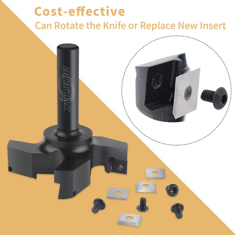 BINSTAK Cnc Spoilboard Surfacing Router Bit  1/2"" Shank 3"" Cutting Diameter  Carbide Insert Slab Flattening Router Bit Planing Bit Wood Planer Bit Woodworking Tools By Binstak - Image 2