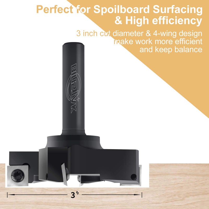 BINSTAK Cnc Spoilboard Surfacing Router Bit  1/2"" Shank 3"" Cutting Diameter  Carbide Insert Slab Flattening Router Bit Planing Bit Wood Planer Bit Woodworking Tools By Binstak - Image 4