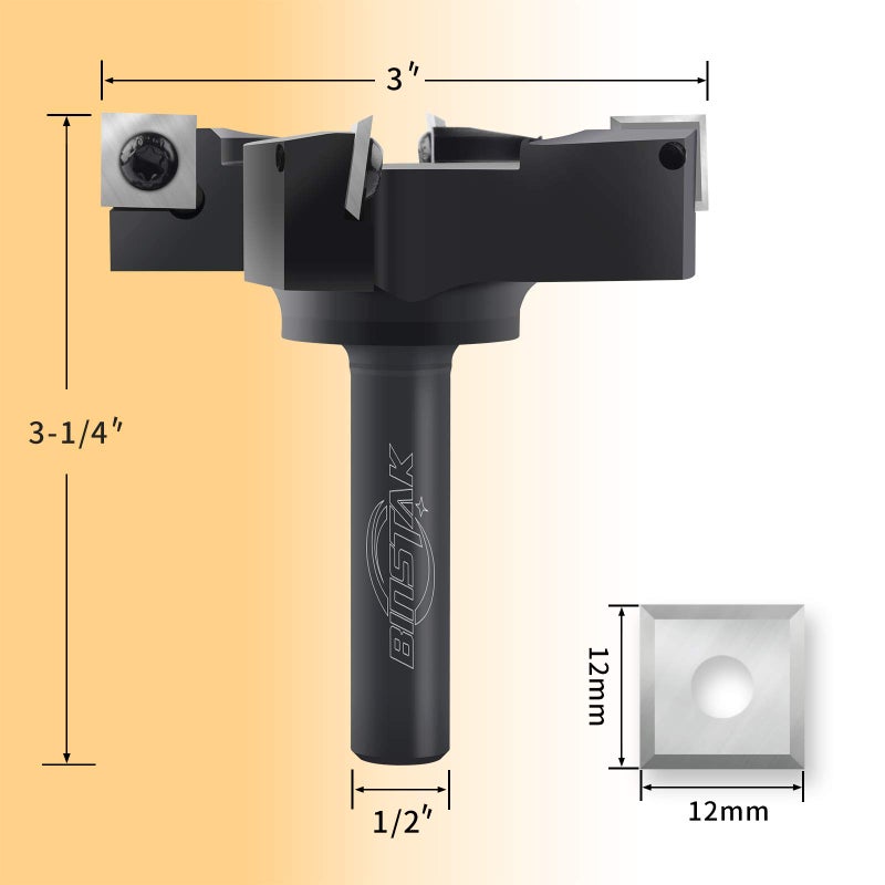BINSTAK Cnc Spoilboard Surfacing Router Bit  1/2"" Shank 3"" Cutting Diameter  Carbide Insert Slab Flattening Router Bit Planing Bit Wood Planer Bit Woodworking Tools By Binstak - Image 5