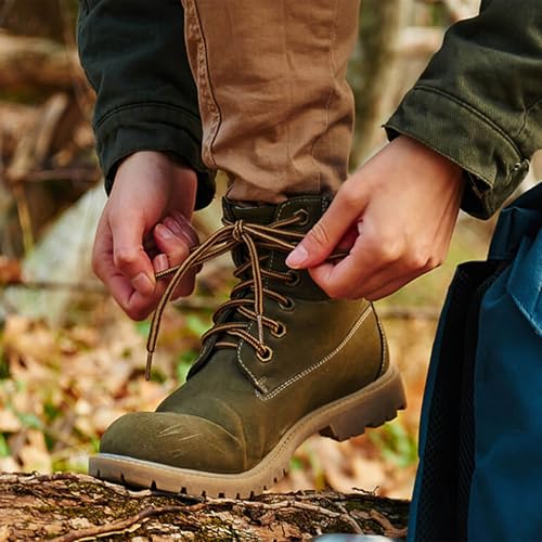 DELELE 2 Pair Round Boot Laces Outdoor Hiking Walking Shoelaces Light Brown Coffee Striped Shoe Lace Work Shoe Strings 63 inch - Image 3