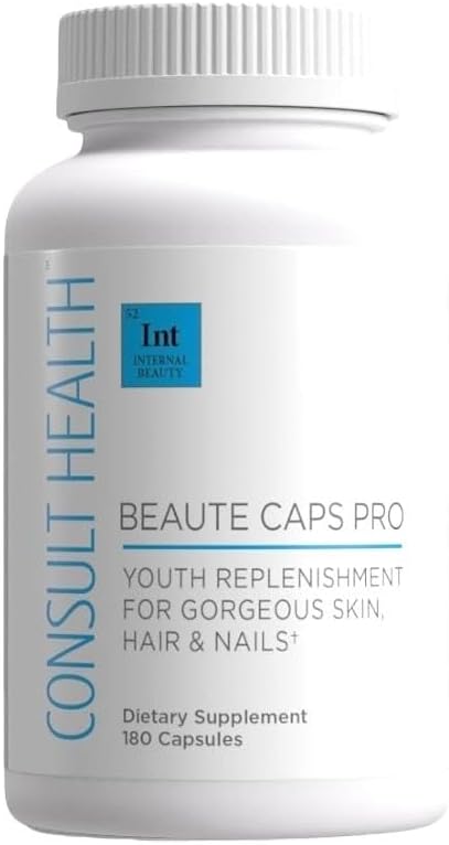Consult Beaute استشاري الصحة بيوتي كابس برو 10500 ملغ بيوتين كولاجين MSM مكمل غذائي مختبر سريرياً يدعم نمو الشعر الصحي والبشرة والأظافر صنع في الولايات المتحدة 180 كبسولة - Image 1