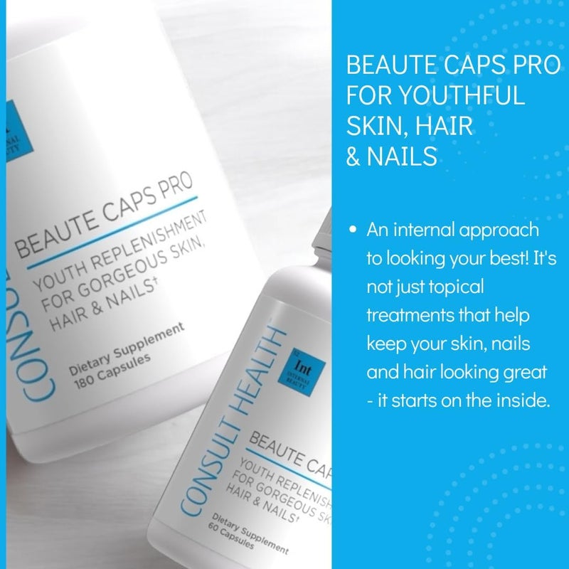 Consult Beaute استشاري الصحة بيوتي كابس برو 10500 ملغ بيوتين كولاجين MSM مكمل غذائي مختبر سريرياً يدعم نمو الشعر الصحي والبشرة والأظافر صنع في الولايات المتحدة 180 كبسولة - Image 2
