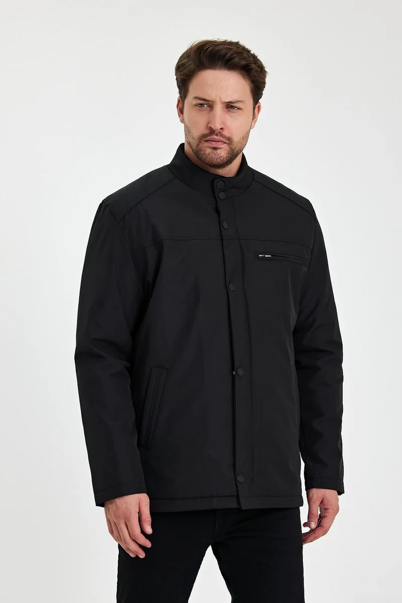 Sivaist Black Thick Fur Lined Classic Windproof and Waterproof Jacket&Coat