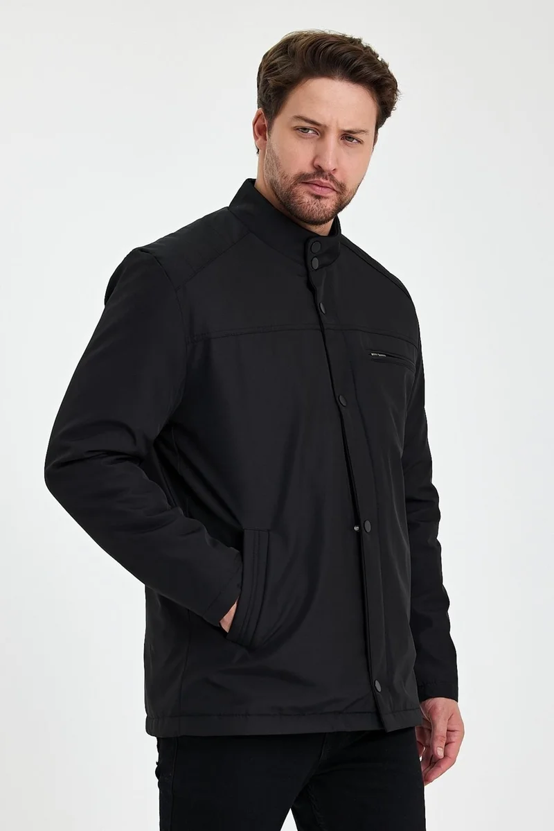 Sivaist Black Thick Fur Lined Classic Windproof and Waterproof Jacket&Coat