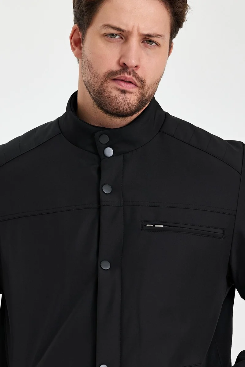 Sivaist Black Thick Fur Lined Classic Windproof and Waterproof Jacket&Coat